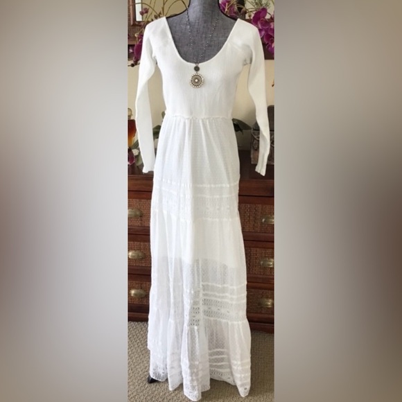 NWT Free People White Long Sleeve Maxi Dress - Picture 9 of 15